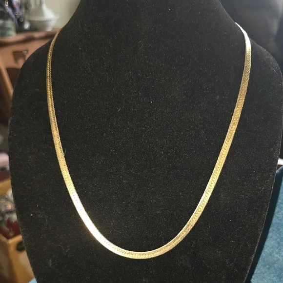 Classic Gold Herringbone Necklace - Women Jewelry - Picture 1 of 4